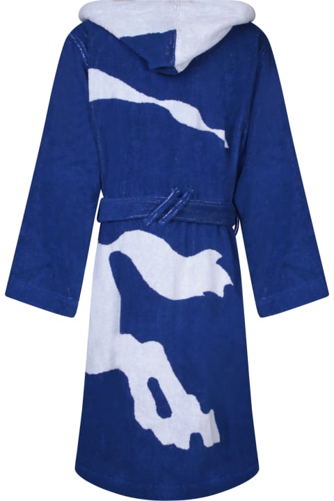 Textiles & Linens Burberry Split Ekd Blue White Bathrobe