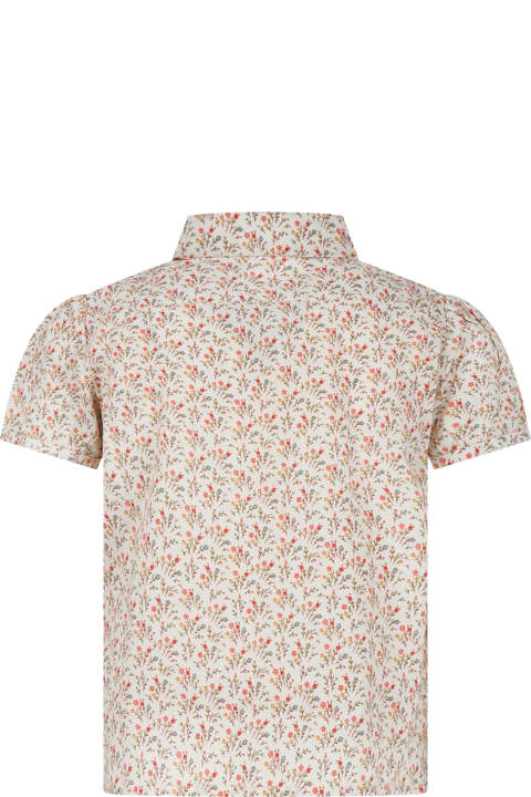 Bonpoint for Kids Bonpoint Beige Shirt For Girl With Floral Print