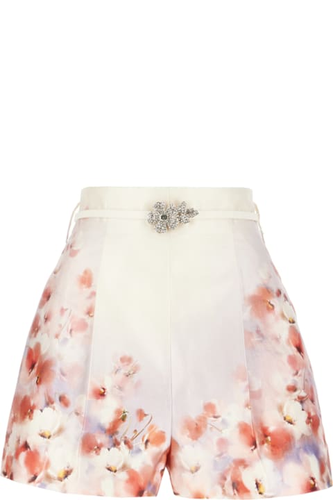 Zimmermann for Women Zimmermann Printed Silk Blend Crush Shorts