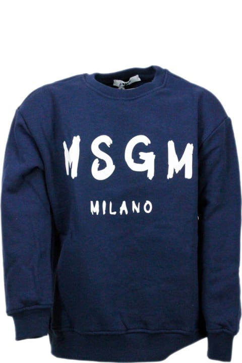ガールズ ニットウェア＆スウェットシャツ MSGM Long-sleeved Crewneck Sweatshirt With Logo Lettering