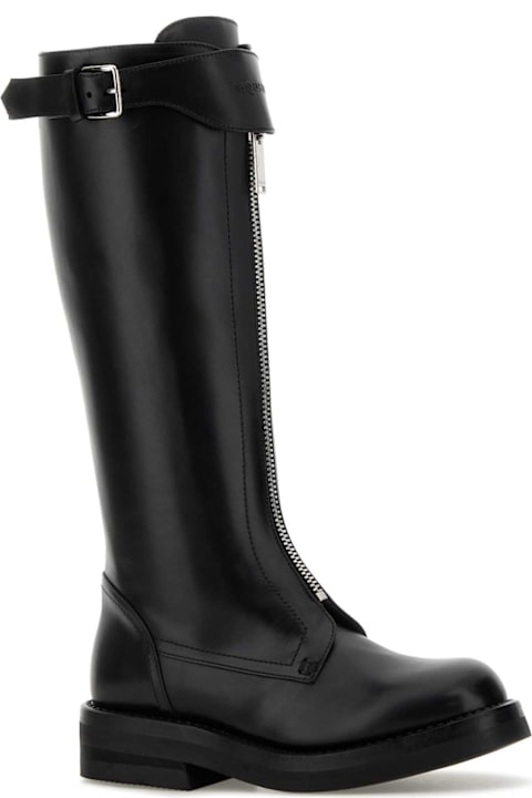 Alexander McQueen Black Leather Countryside Boots
