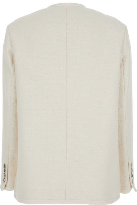 Dunst Coats & Jackets for Women Dunst White Oversize Collarless Jacket In Cotton Blend Woman