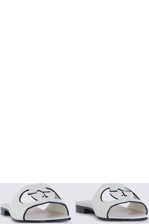 Gucci White Leather Flats