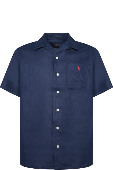 Fashion for Men Polo Ralph Lauren Blue Linen Bowling Shirt Polo Ralph Lauren