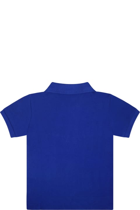 ベビーガールズ Ralph LaurenのTシャツ＆ポロシャツ Ralph Lauren Blue Polo Shirt For Baby Boy With Polo Bear