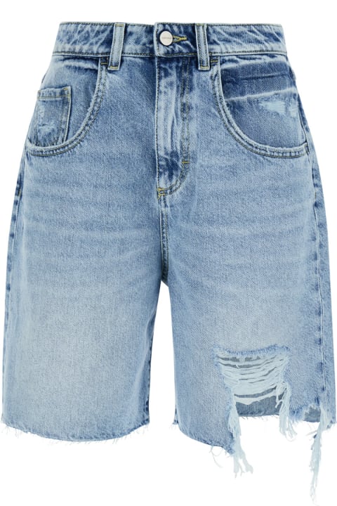Icon Denim Pants & Shorts for Women Icon Denim 'lea' Light Blue Bermuda Shorts With Rips In Cotton Denim Woman