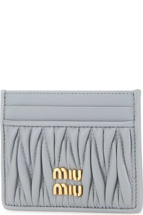 Accessories Sale for Women Miu Miu Powder Blue Nappa Leather Card Holder