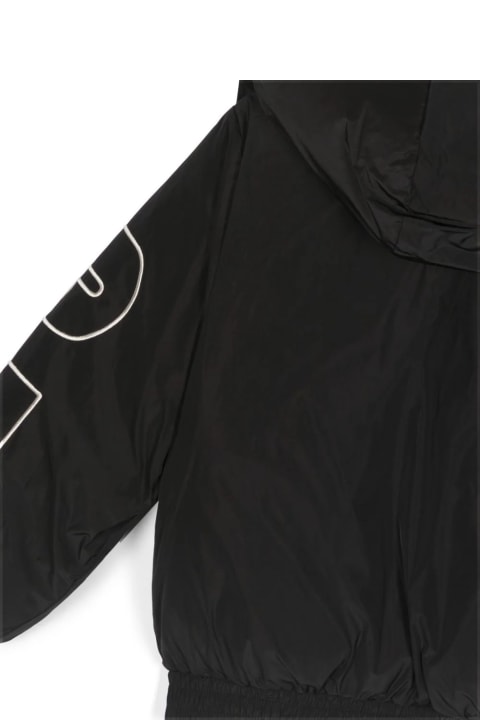 ボーイズ MSGMのコート＆ジャケット MSGM Black And White Puffer Jacket With Logo