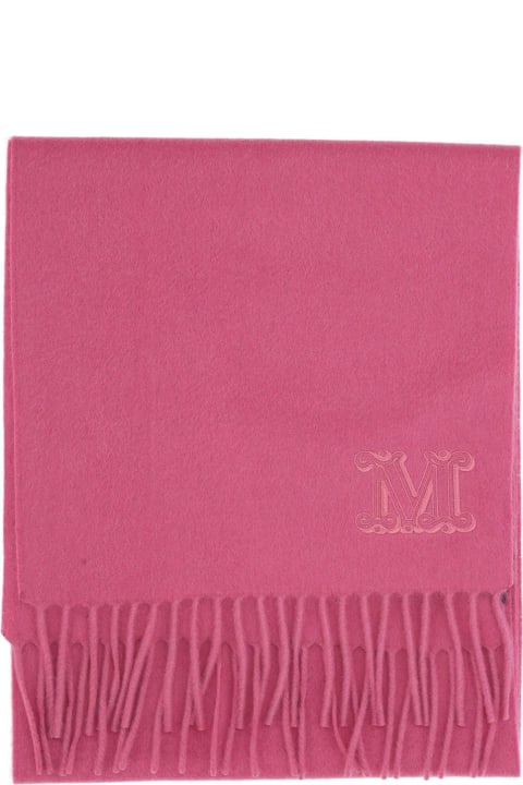 Max Mara Scarves & Wraps for Women Max Mara Logo Embroidered Fringed Knitted Scarf