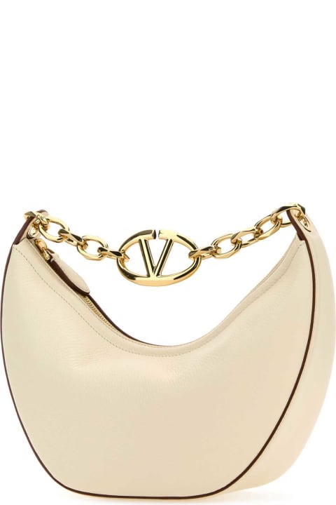 Valentino Garavani for Women Valentino Garavani Ivory Leather Small Hobo Vlogo Moon Handbag
