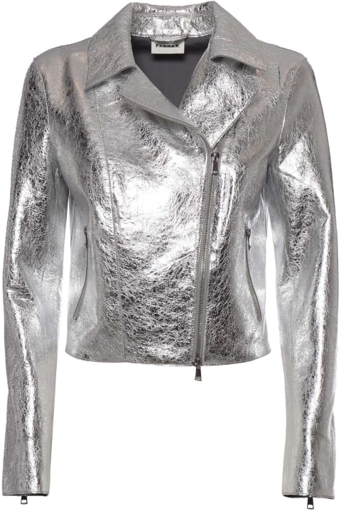 Coats & Jackets for Women Parosh Silver Biker Jacket
