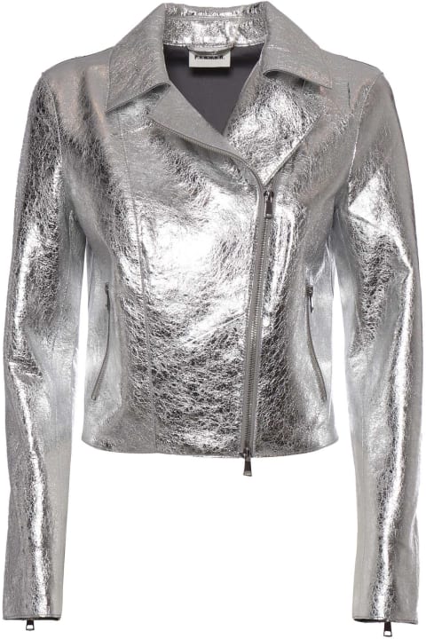 Parosh Coats & Jackets for Women Parosh Silver Biker Jacket