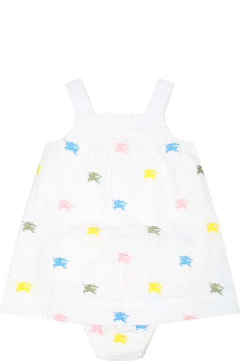 Fashion for Baby Girls Burberry White Dress For Baby Girl With Embroidery