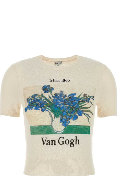 Loewe for Women Loewe Ivory Stretch Cotton Blend T-shirt
