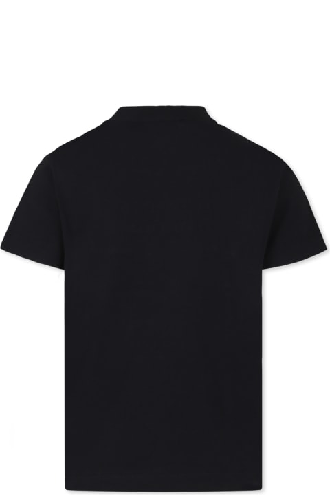 Fendi for Boys Fendi Black T-shirt For Kids With Fendi Logo
