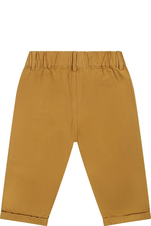 Bottoms for Baby Girls Moschino Brown Trousers For Baby Boy With Teddy Bear And Logo
