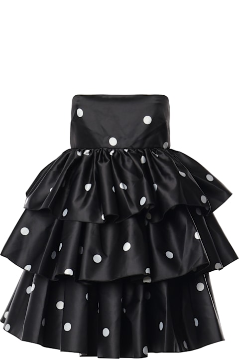 Rotate by Birger Christensen Clothing for Women Rotate by Birger Christensen Short Satin Polka Dot Dress With Ruffles