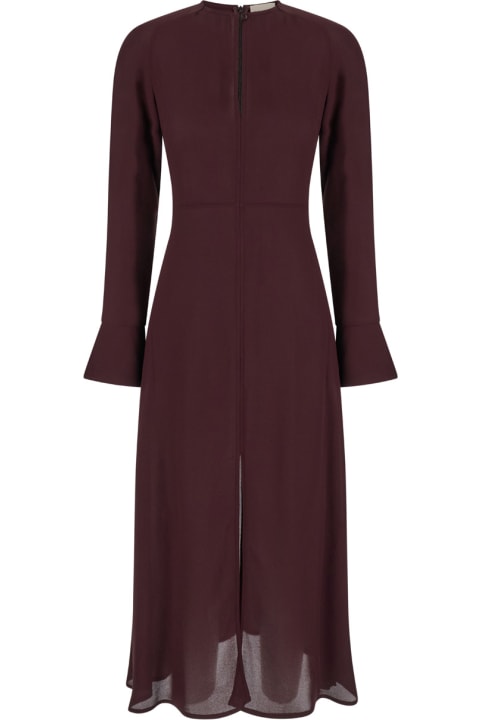 SEMICOUTURE for Women SEMICOUTURE Bordeaux Crewneck Midi Dress With Long Sleeves In Viscose Woman