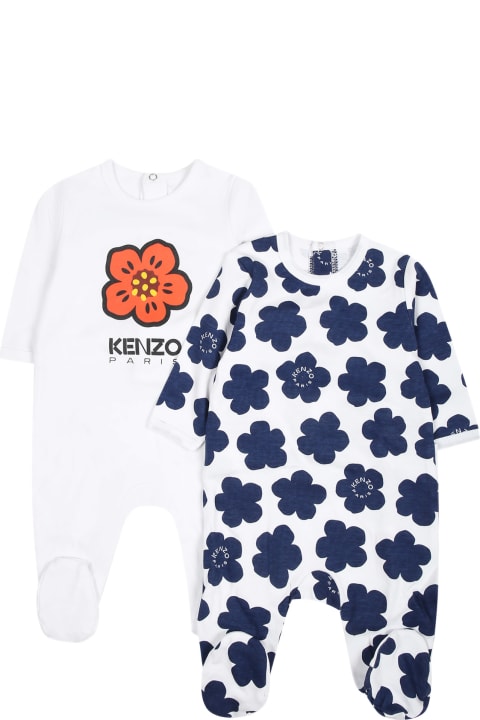 Kenzo Kids Kenzo Kids Multicolor Babygrows Set For Baby Boy With Logo