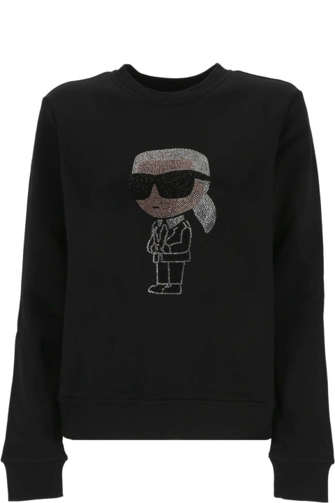 ウィメンズ Karl Lagerfeldのフリース＆ラウンジウェア Karl Lagerfeld Embellished Crewneck Sweatshirt