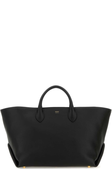 ウィメンズ Khaiteのトートバッグ Khaite Black Leather Amelia Shopping Bag