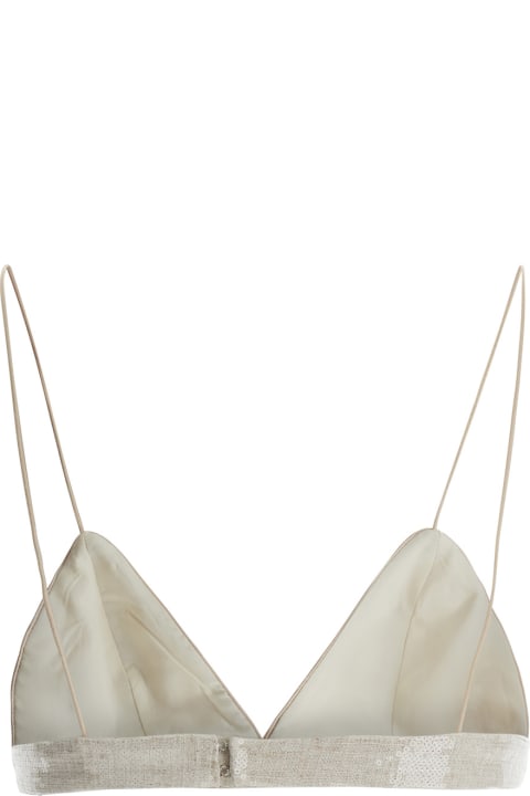 ウィメンズ Federica Tosiのランジェリー＆パジャマ Federica Tosi Beige Sequins Top In Linen Blend Woman