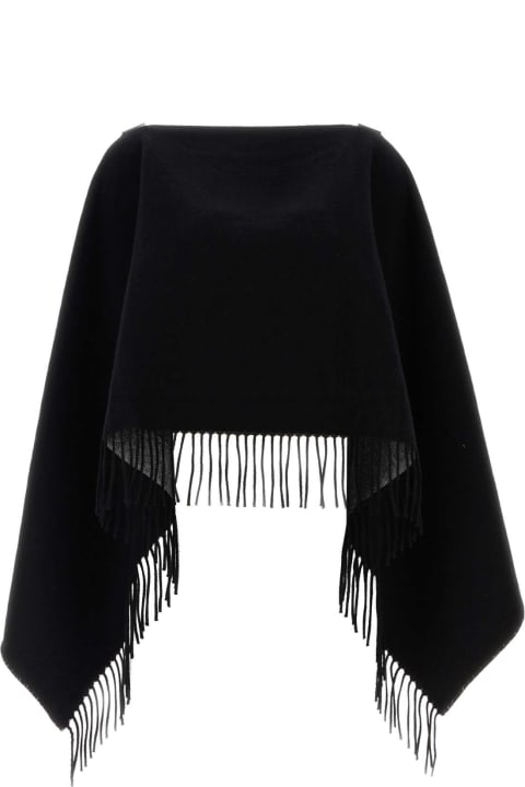 Clothing for Women Valentino Garavani Black Wool Blend Poncho