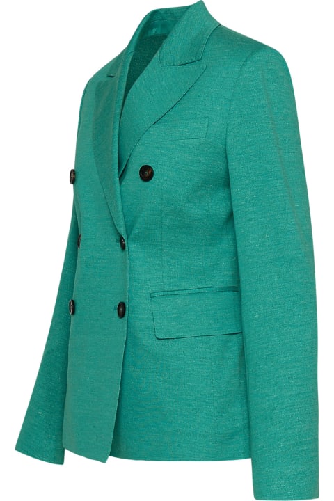 Statement Blazers for Women Max Mara Cashmere Green Cotton Blend Zirlo Blazer Jacket