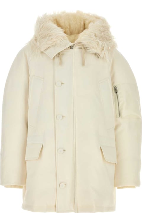 Jil Sander Coats & Jackets for Men Jil Sander Ivory Gabardine Oversize Down Jacket