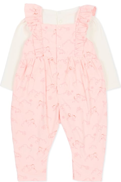 Homeware Kenzo Kids Pink Dungarees For Baby Girl With Cat