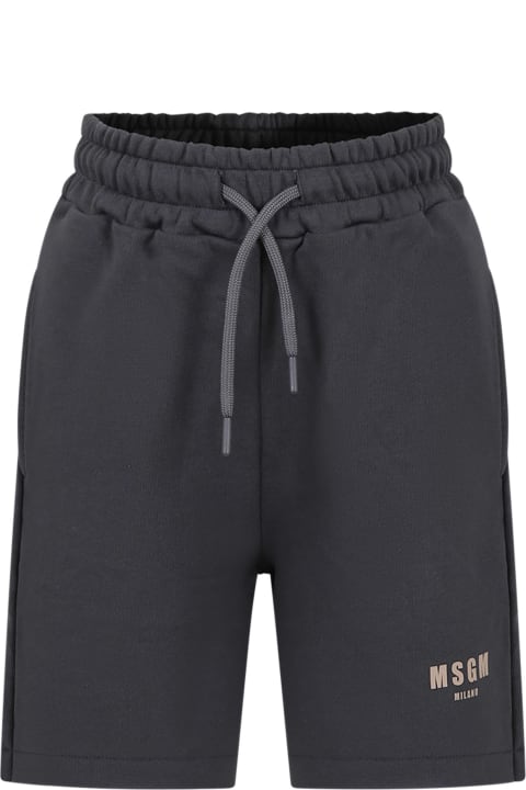 ボーイズ ボトムス MSGM Grey Shorts For Boy With Logo