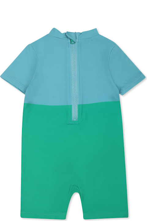 Stella McCartney Kids Clothing for Baby Girls Stella McCartney Kids Green Anti Uv Romper For Baby Boy With Frog