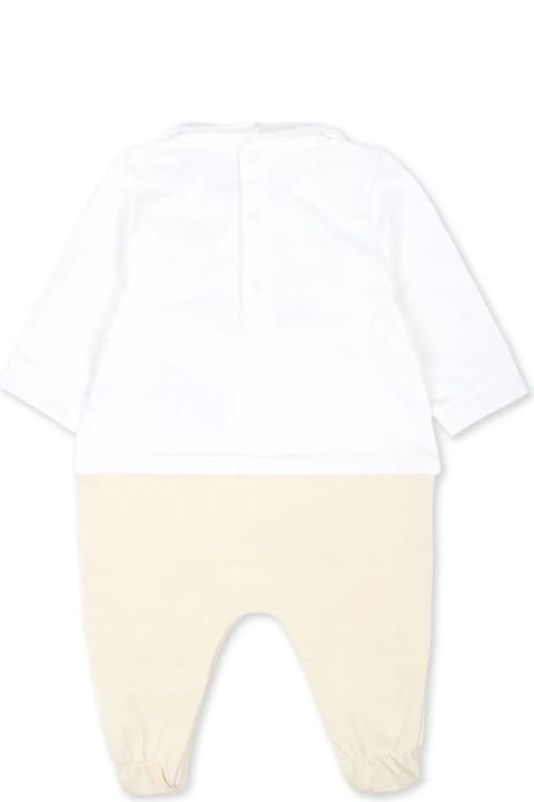 Moschino Bodysuits & Sets for Baby Girls Moschino White And Beige Playsuit With Moschino Teddy Bear Print