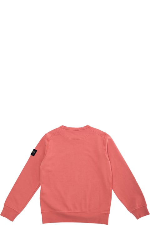 Homeware Stone Island Junior Red Crewneck Sweatshirt With Removable Compass Logo Applied On The Sleeve In Cotton Boy
