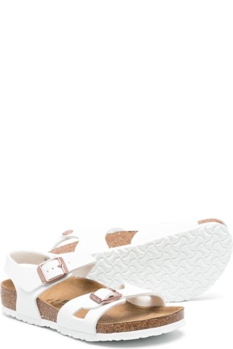 Birkenstock for Kids Birkenstock 'rio' White Flat Sandals With Double Strap In Faux Leather Girl