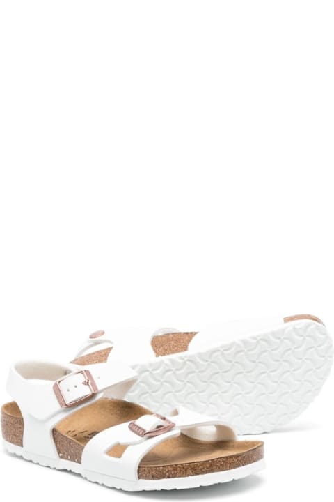 Homeware Birkenstock 
rio
 White Flat Sandals With Double Strap In Faux Leather Girl