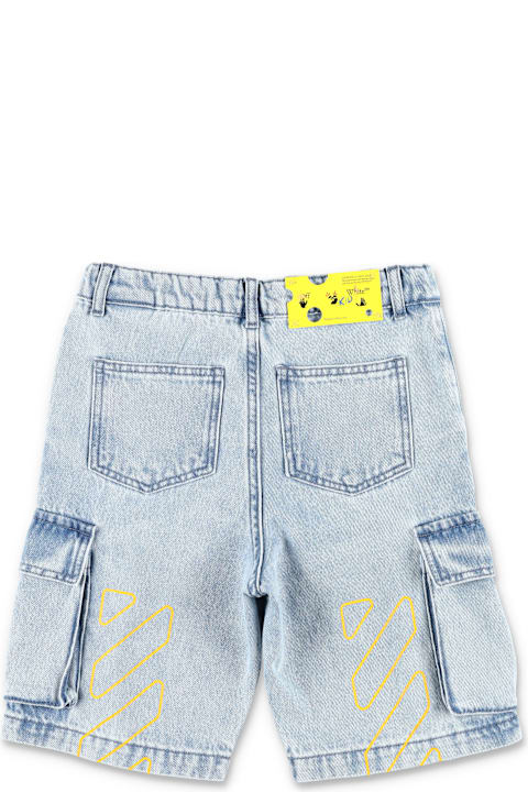 Off-White Bottoms for Boys Off-White Kid - Diagonal Bookish Cargo Denim Shorts