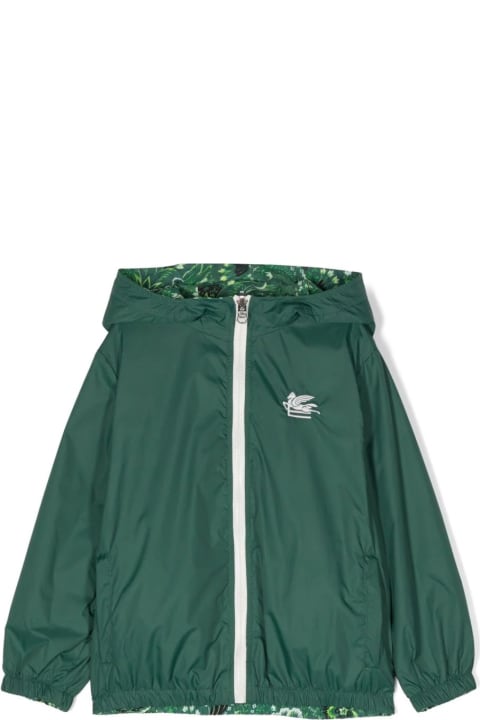 Etro Coats & Jackets for Boys Etro Green Reversible Windbreaker Jacket With Paisley Motif