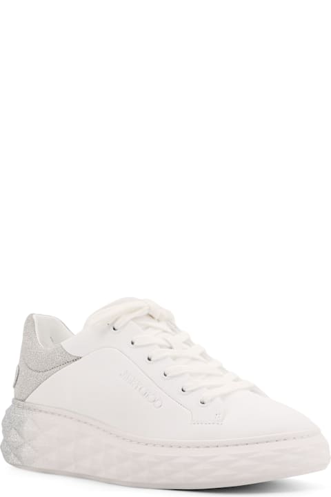 Jimmy Choo Sneakers for Women Jimmy Choo Diamon Maxi Leather Sneakers With Glitter Detail