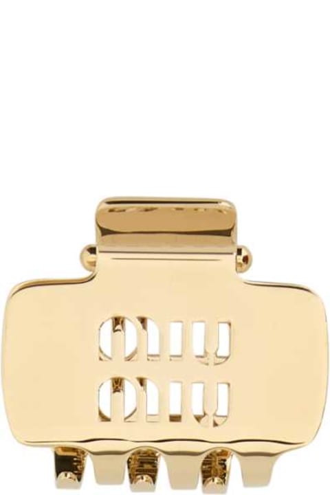 Hair Accessories for Women Miu Miu Gold Metal Hair Clip