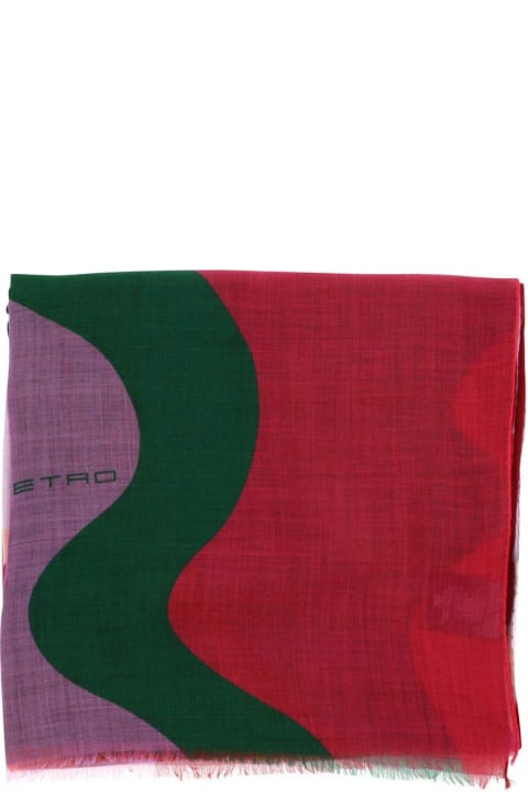 Accessories Sale for Women Etro Wave-printed Frayed Scarf