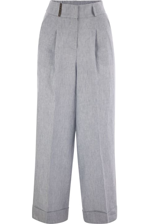 Peserico Clothing for Women Peserico Linen Trousers With Striped Pattern