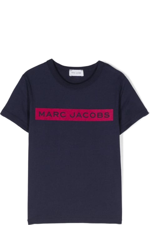 ウィメンズ新着アイテム Little Marc Jacobs Marc Jacobs T-shirt Blu Navy In Jersey Di Cotone Bambino