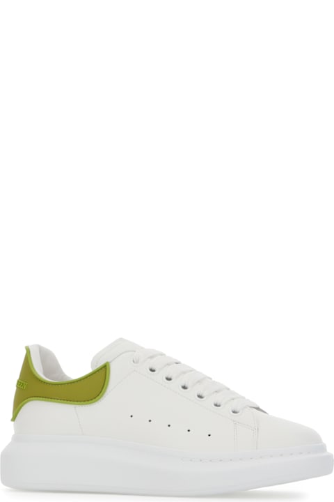 Fashion for Men Alexander McQueen White Leather Sneakers With Green Rubber Heel