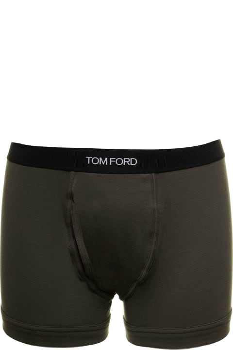 Tom Ford Man's Army Green Boxer With  Logo