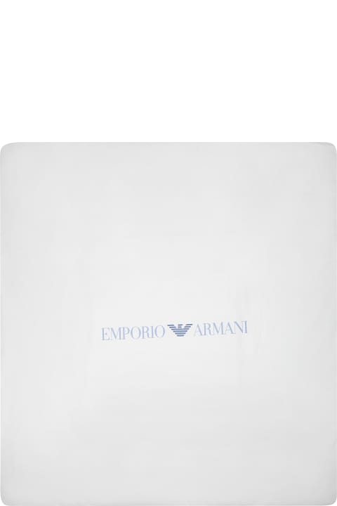 Accessories & Gifts for Baby Girls Emporio Armani Light Blue Blanket For Baby Boy With Logo