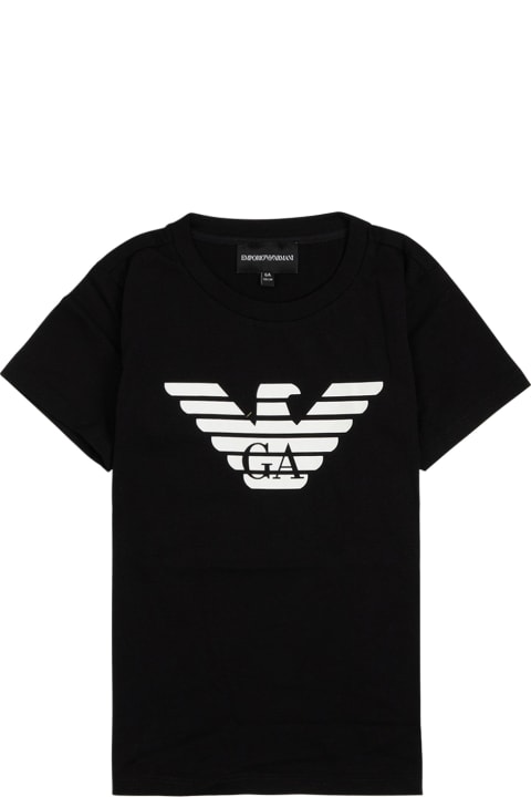 Armani Kids Baby Boy's Black Jersey T-shirt With Contrasting Logo