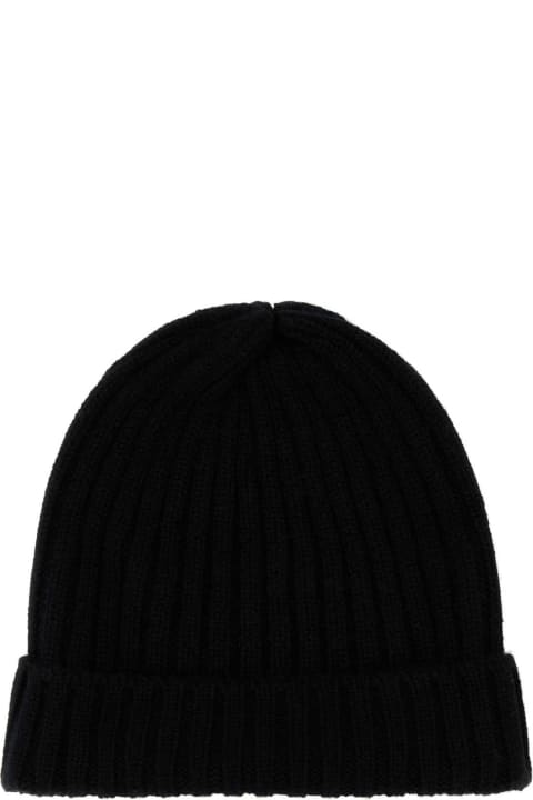 Hi-Tech Accessories for Men Fedeli Black Cashmere Beanie Hat