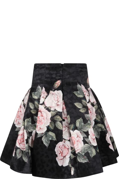 Black Skirt For Gilr With Flowers