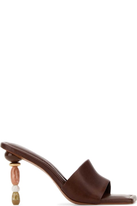 Cult Gaia Brown Leather Mahina Mules